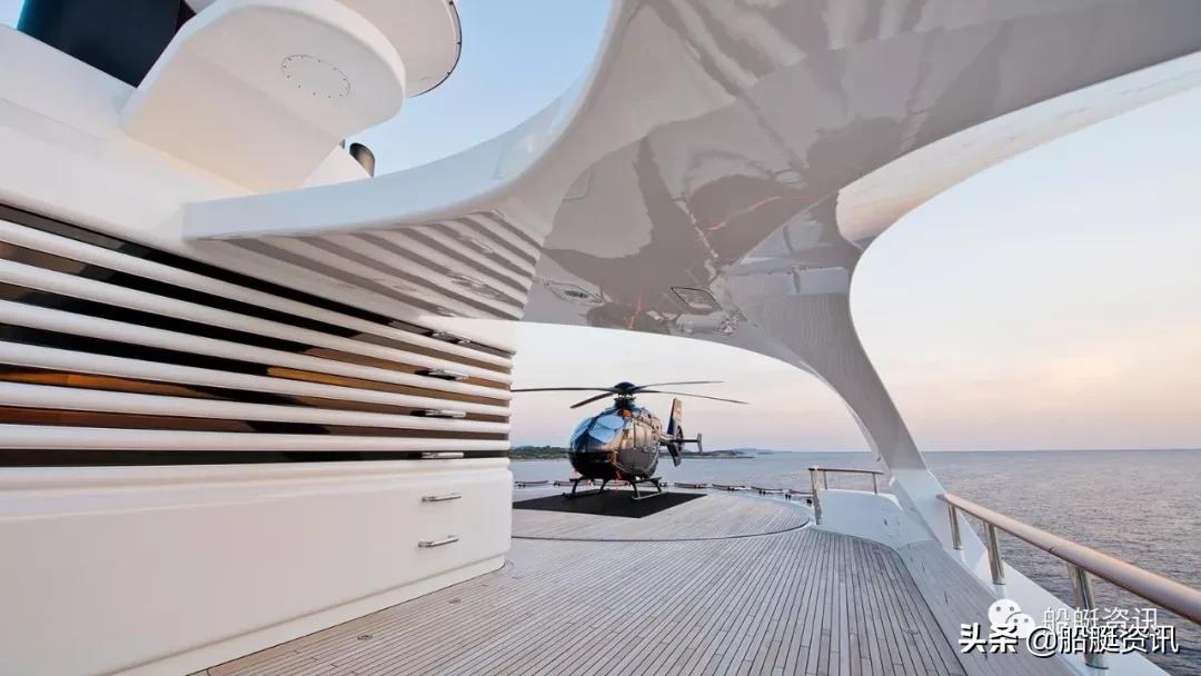 带地效飞行器的豪华游艇,带直升机甲板的豪华游艇