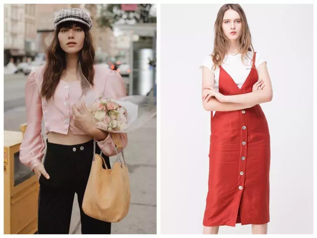 收腰显瘦纽扣,新款高腰多纽扣修身显瘦