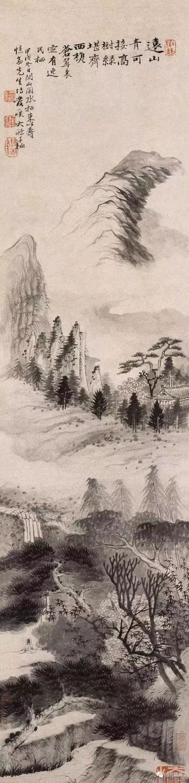 石涛山水画精品作品,石涛山水画高清大图临本