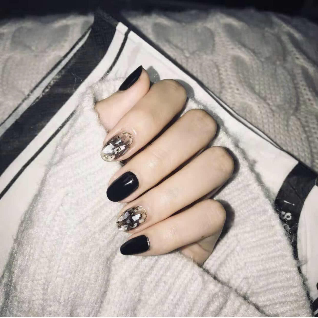 短款29号光疗晕染裸色贝壳美甲,贝壳美甲教程视频初学