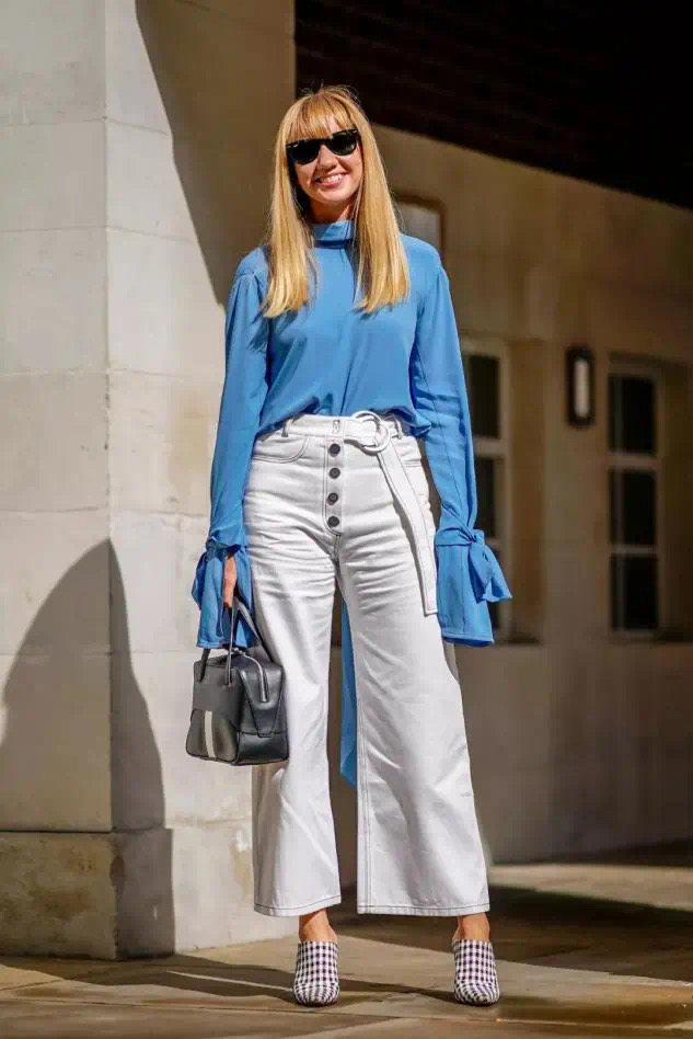 雪纺裤阔腿裤搭配图片,雪纺阔腿裤怎么搭配上衣才好看