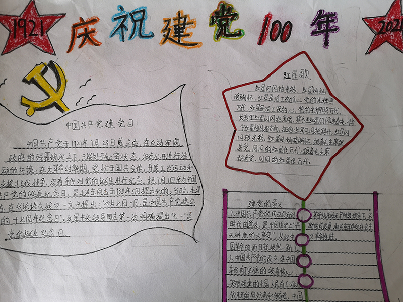 以优异成绩迎接建党100周年手抄报,回顾百年历程喜迎建党百年手抄报
