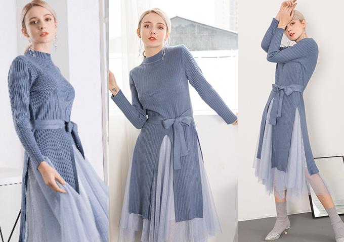 冬款气质修身裙针织裙,冬季高级感穿搭针织裙