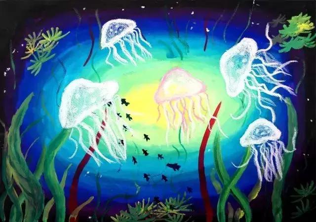 儿童水粉画国画教程,色彩明度渐变水粉画作品教程简单