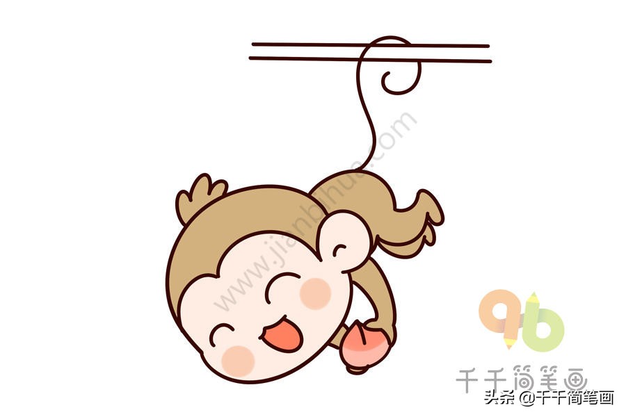 小猴子拿着桃子怎么画简笔画,幼儿园小猴子简笔画图片大全