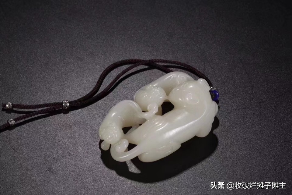 和田子母兽摆件尺寸,和田白玉龙龟子母兽