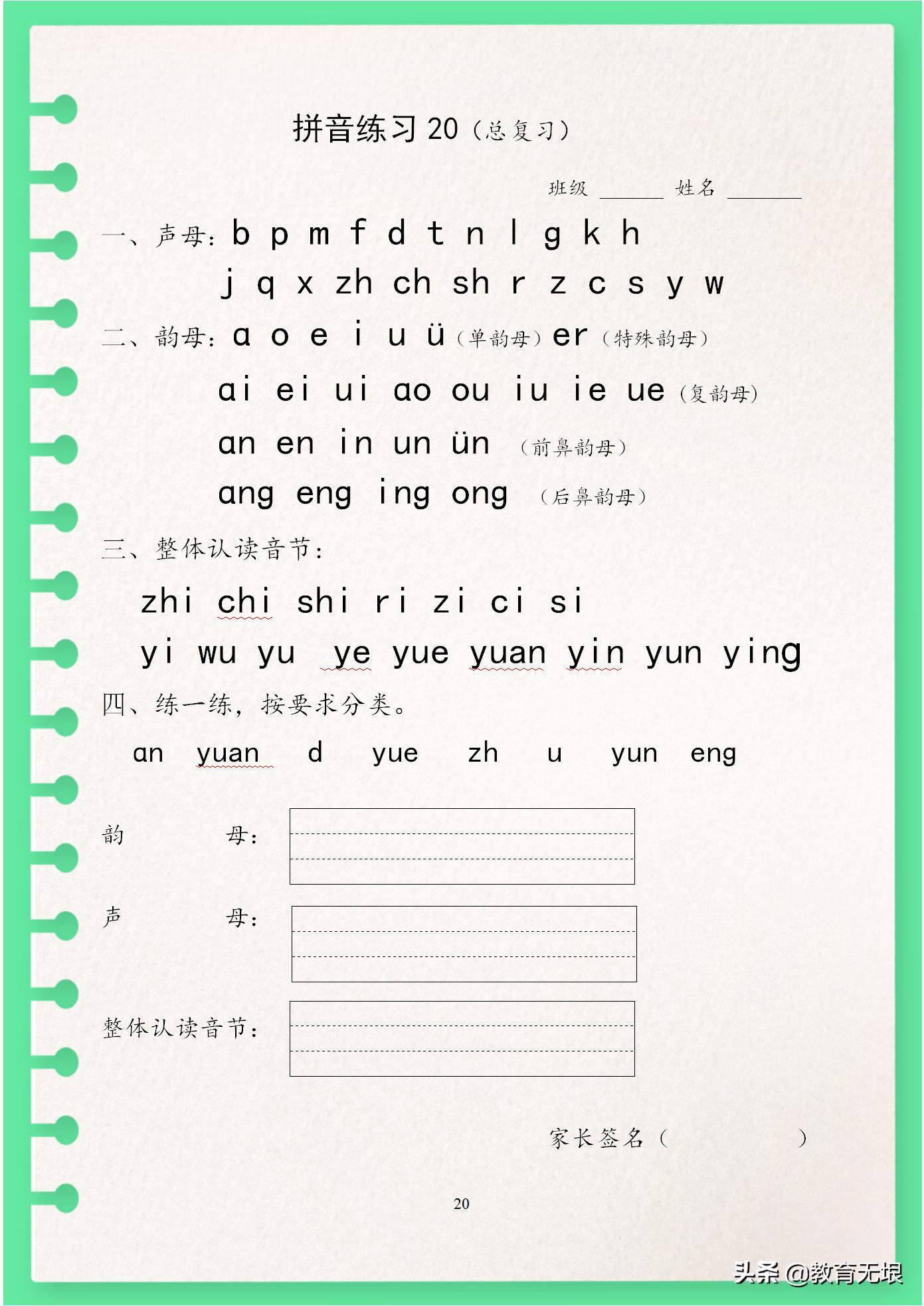 一年级三拼音节拼音教学视频,部编语文一年级上册拼音总复习