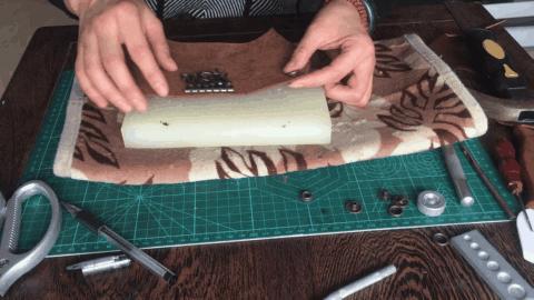 皮艺水饺钥匙包,手工皮艺钥匙包