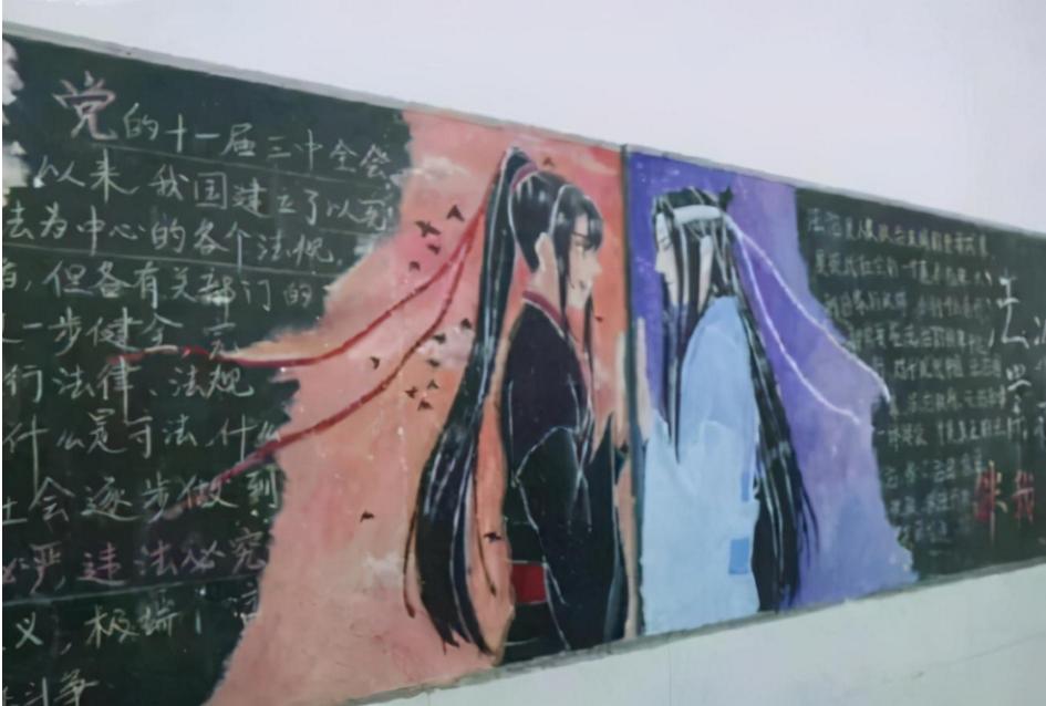 高中生最惊艳的黑板报,开学黑板报粉笔画惊艳全班高中