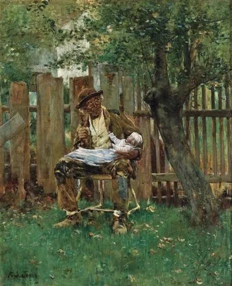 托马斯花园风景油画,花园油画图片风景