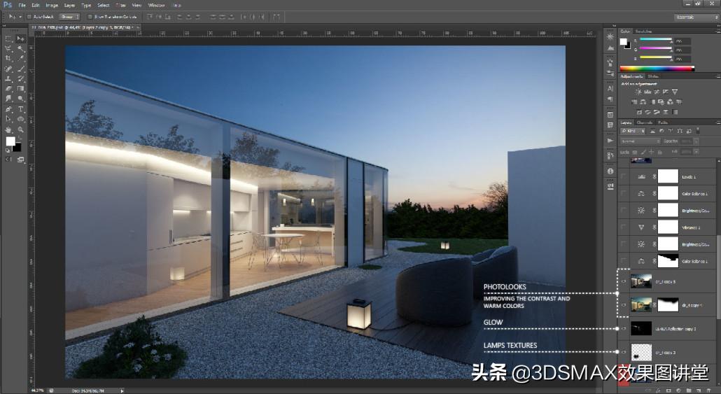 「室内效果图」3D效果图黄昏室内和室外的打光技巧