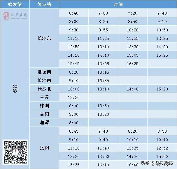汨罗至岳阳的火车时刻表,岳阳至汨罗方向班车车次