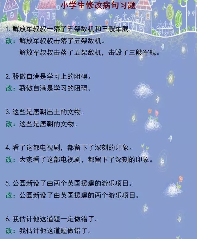 四年级上语文修改病句100题,小学四年级修改病句大全及答案