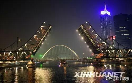 解放桥开启的精彩瞬间,天津解放桥开桥瞬间