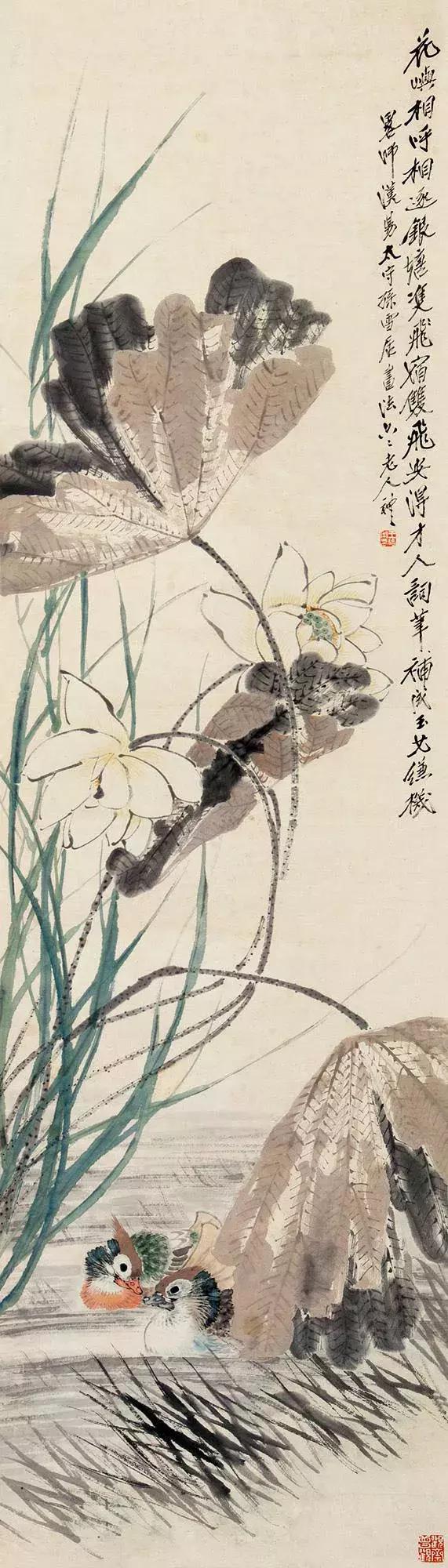 潘天寿100幅花鸟画欣赏,潘天寿花鸟画构图法