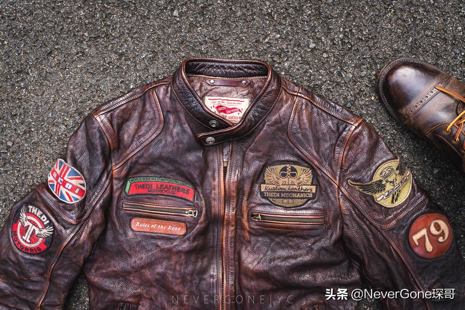 小众棕色短款皮衣,英伦机车皮衣推荐