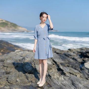 气质系带连衣裙,气质系带收腰连衣裙