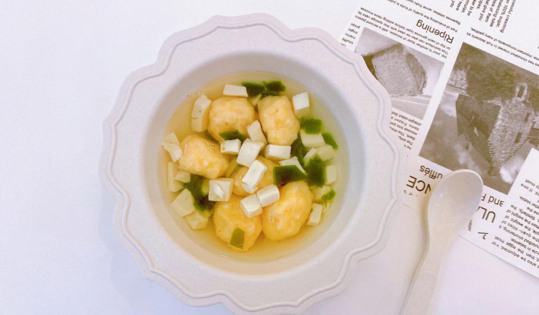 无蛋版丸子汤辅食,宝宝素丸子汤