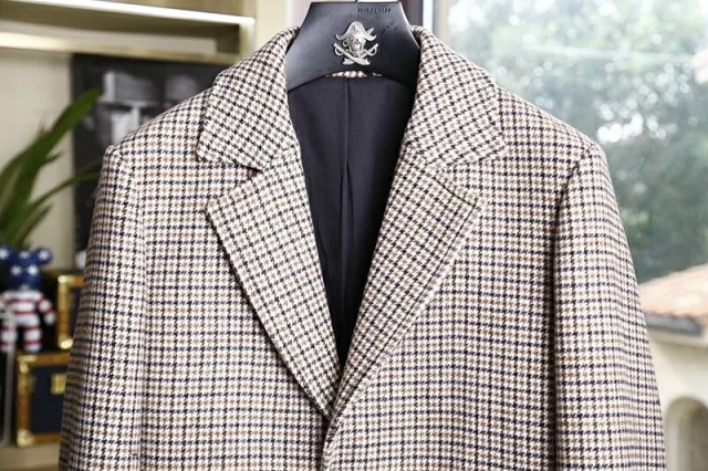 巴宝莉经典千鸟格男士风衣大衣外套，吴亦凡同款