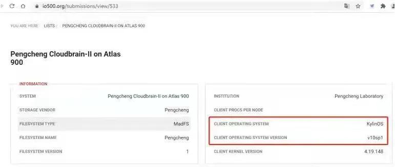 三度登顶！银河麒麟助力鹏城云脑Ⅱ折桂IO500