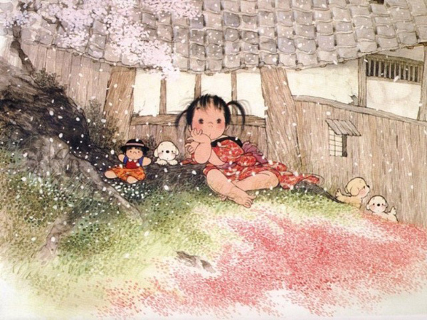 日本童趣主题画,儿童绘画日本艺术
