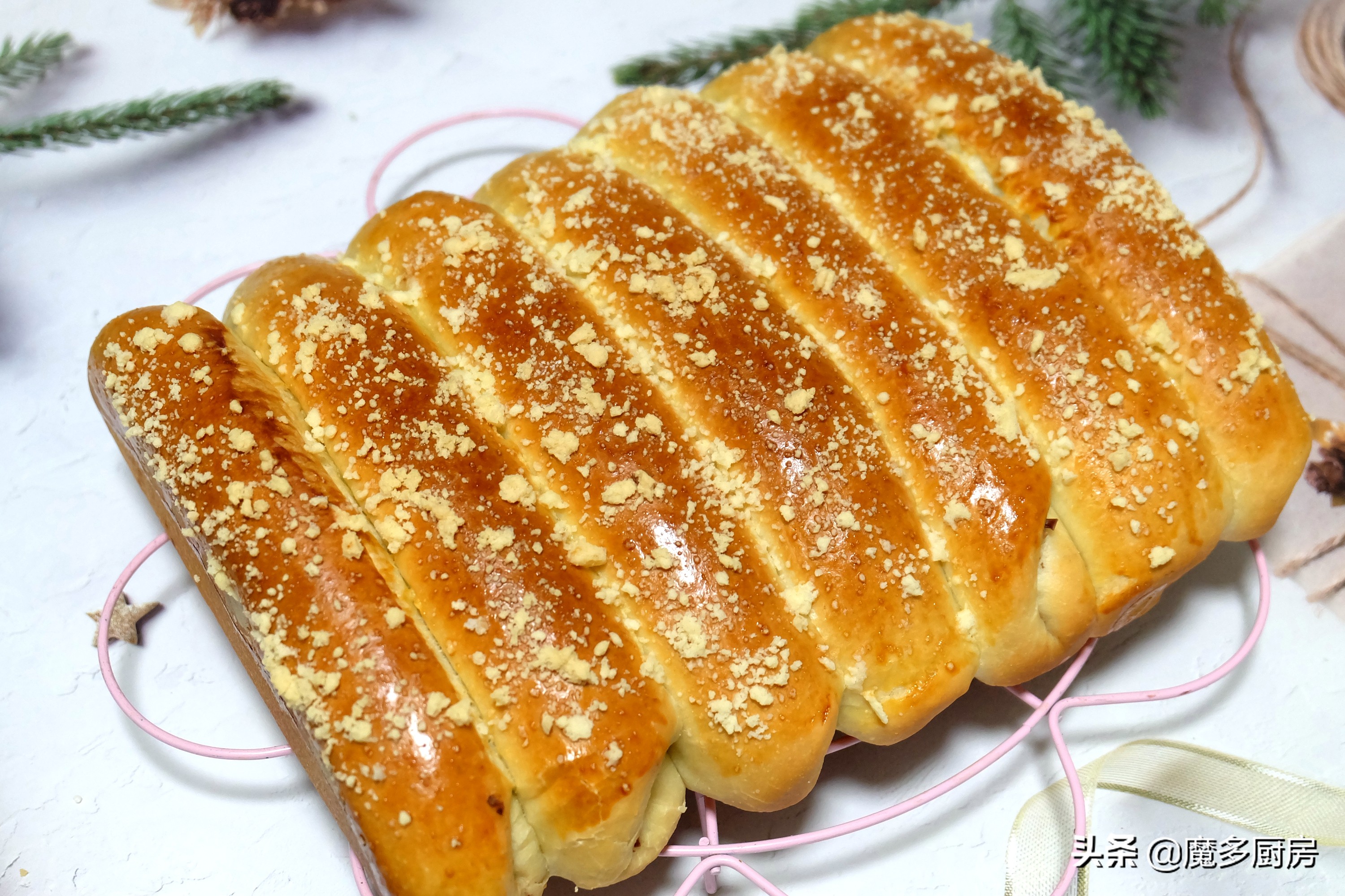 不用手套膜做的面包也能拉丝视频,在家做不用烤箱柔软拉丝面包