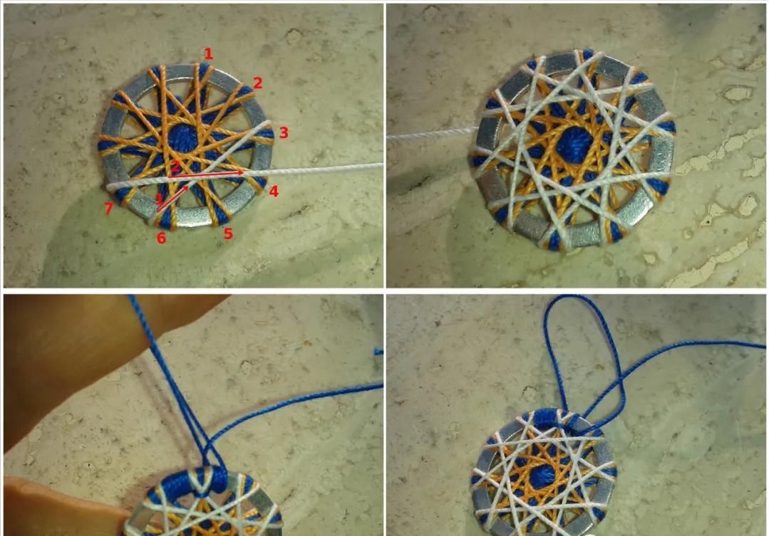 一个圆周边加一点装饰,用彩线做简单的小装饰