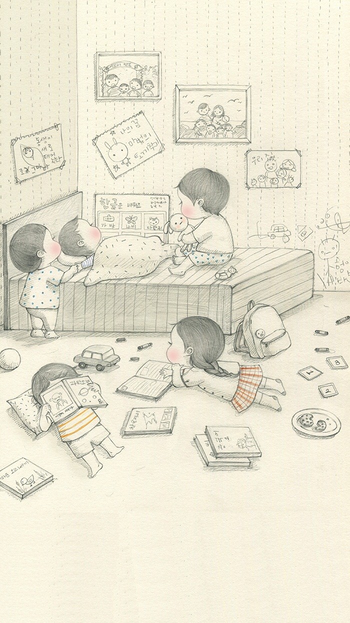 少女与兔子插画,兔子手绘创意插画