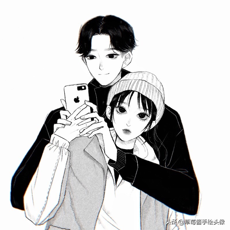 好看又低调的手绘头像,短发女生头像侧脸手绘黑白