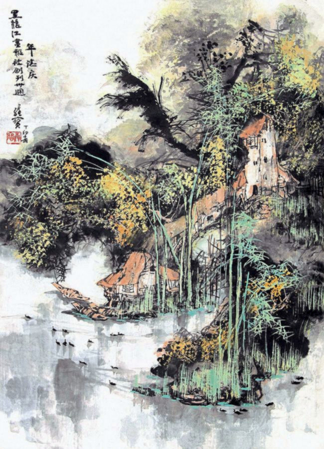 古香古色山水画,岭南风景国画