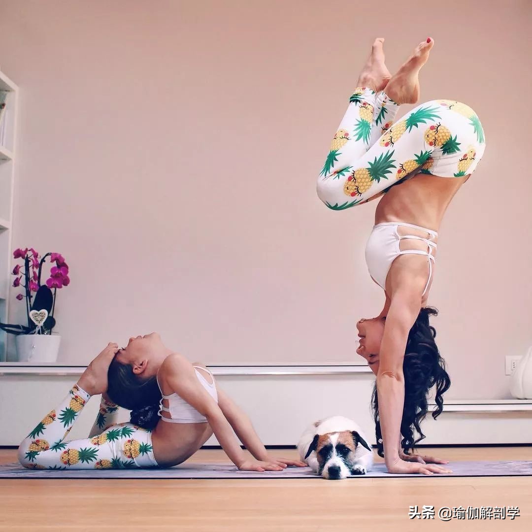 跟妈妈一起练瑜伽的女孩长大了,妈妈教女儿一起练瑜伽