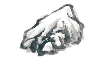 国画山水画石头的画法如何上色,国画石头的画法斧劈皴图片