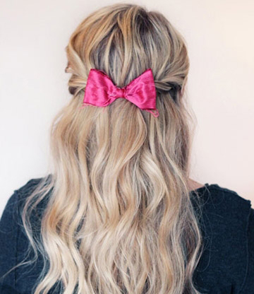 侧边一字发卡怎样戴好看,两边小红色蝴蝶结发卡怎么戴好看