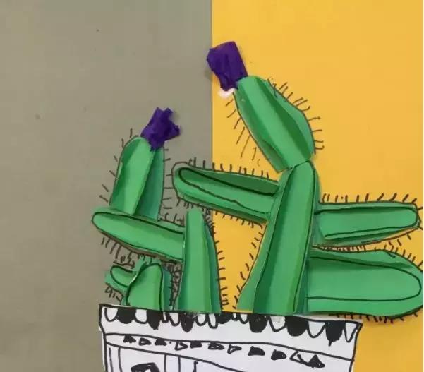 手工卡纸仙人掌盆栽幼儿园,仙人掌手工制作卡纸立体小学生