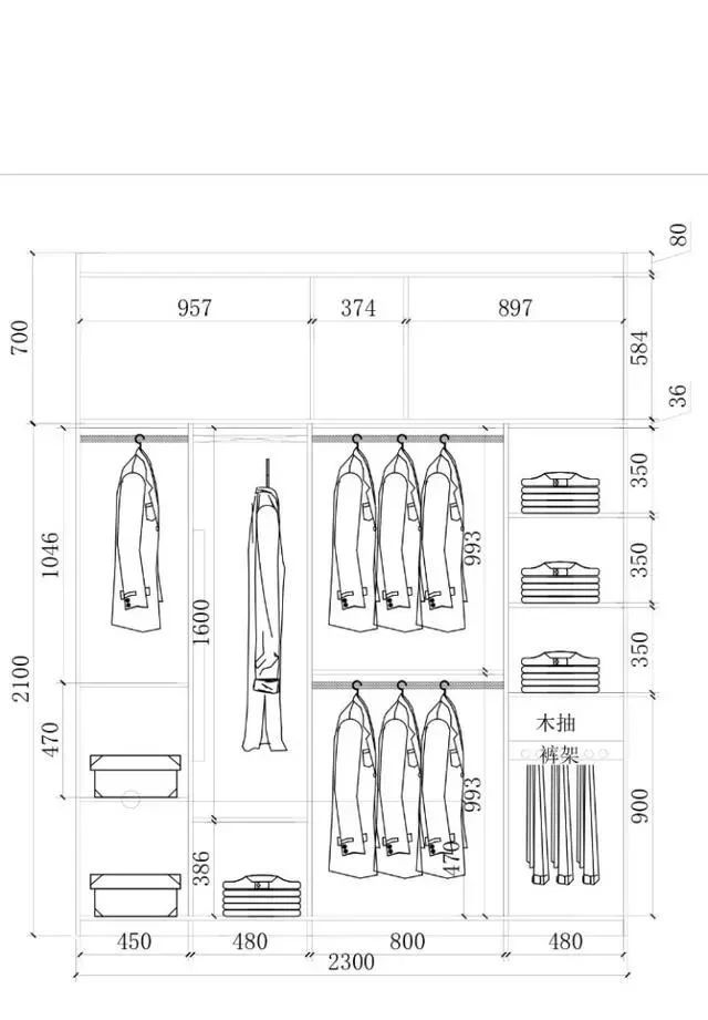 衣柜布局设计尺寸图,52公分的衣柜怎么设计