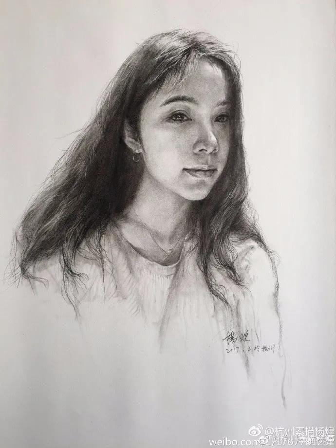 他笔下的女子油画细腻唯美,古典美女画唯美古风素描