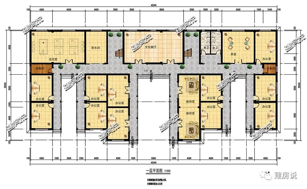 三层办公楼外观设计高端大气,二层中式风格办公楼