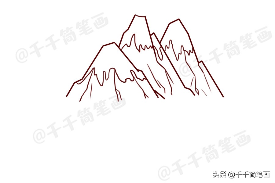 山峰怎么画简单又漂亮简笔画,儿童风景简笔画步骤图解