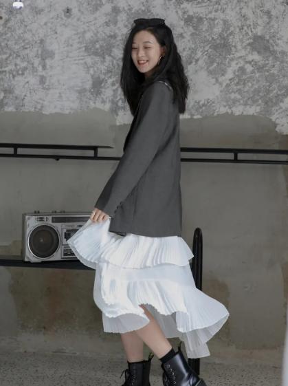 西装配裙子的穿搭秋冬,西装配长西装裙子高级感穿搭