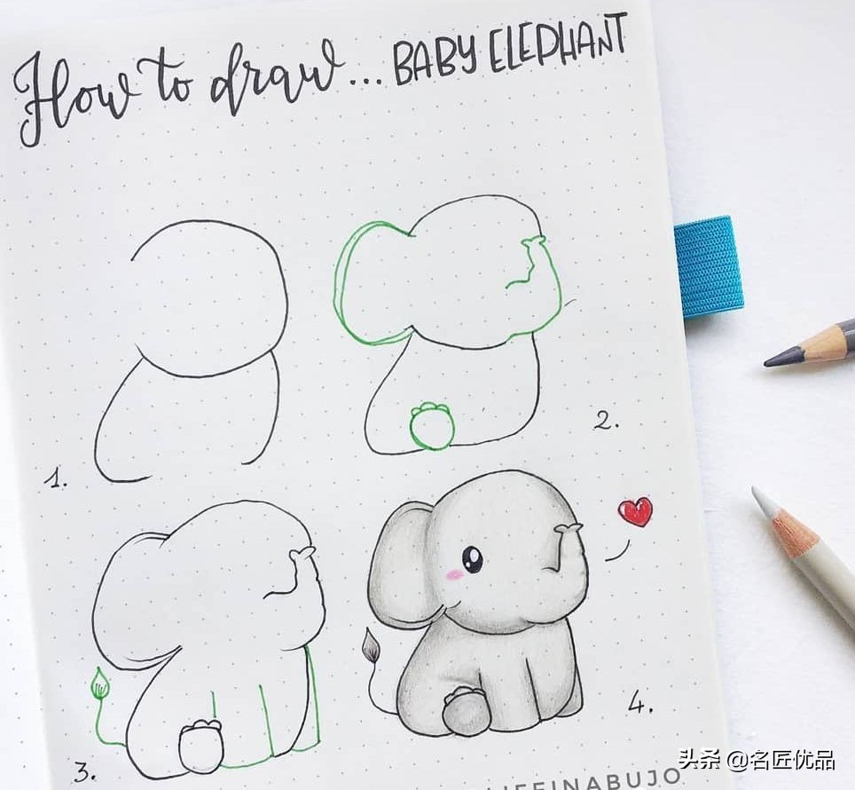 手帐简笔画可爱图案简单动物,手帐边框图案简笔画动物