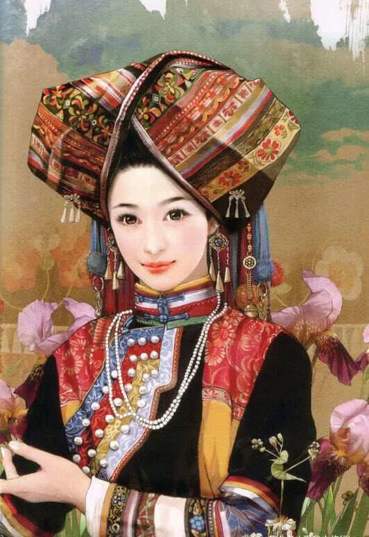 五十六个民族五十六枝花画,五十六个民族人物画高难度