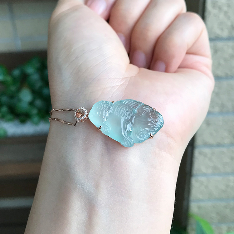 招财翡翠玉牌,招财翡翠福豆