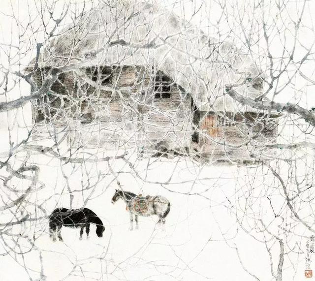 山水画的意境诗词,水墨山水画四尺作品