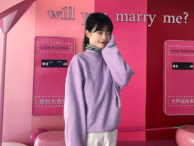 慵懒感连帽卫衣中性,秋冬简约百搭字母套头卫衣