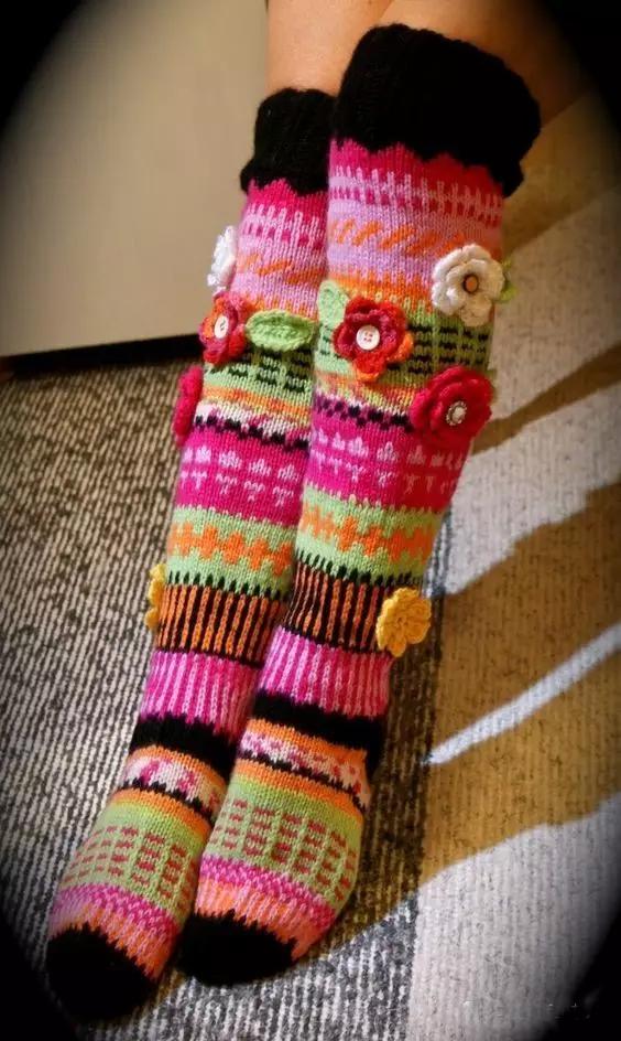 自己织的毛线袜,在家穿的毛线袜怎么织