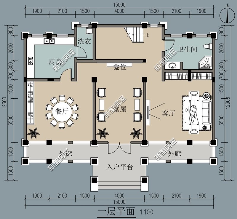 11x10米三层带堂屋自建房设计图纸,农村11x13米带堂屋三层自建房图纸