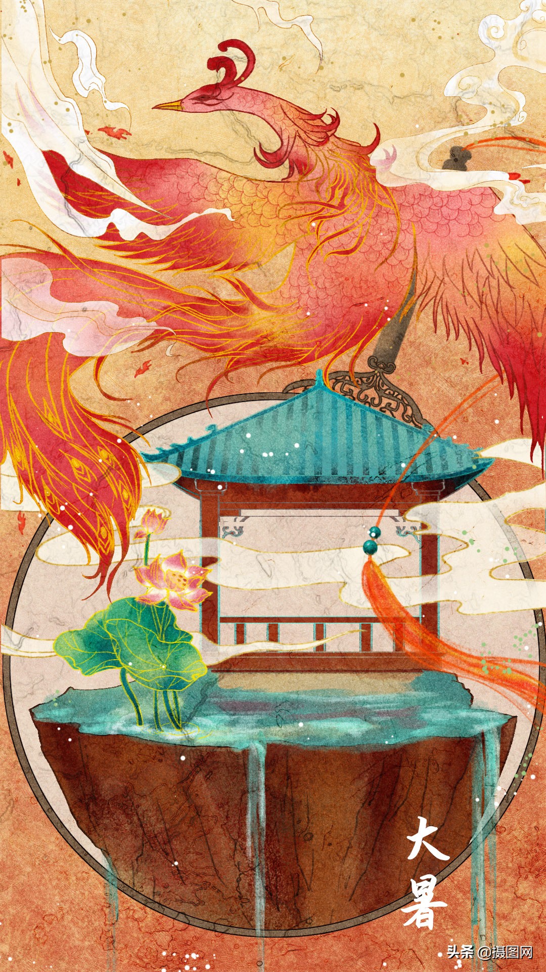 国潮插画水彩图集,水彩新国风插画壁纸