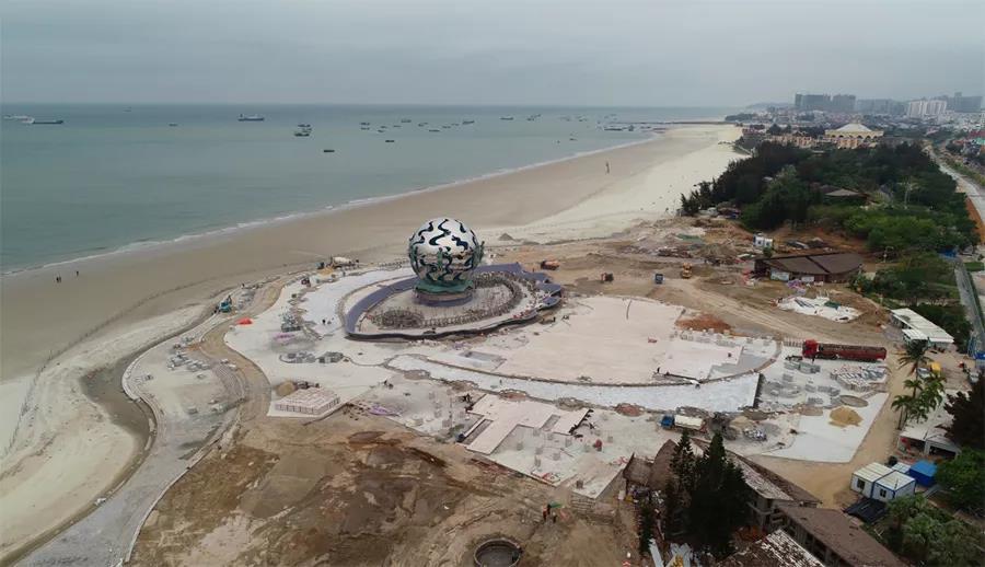 档次提升!北海新“潮”雕初见规模,台阶向海延伸呈现波浪形