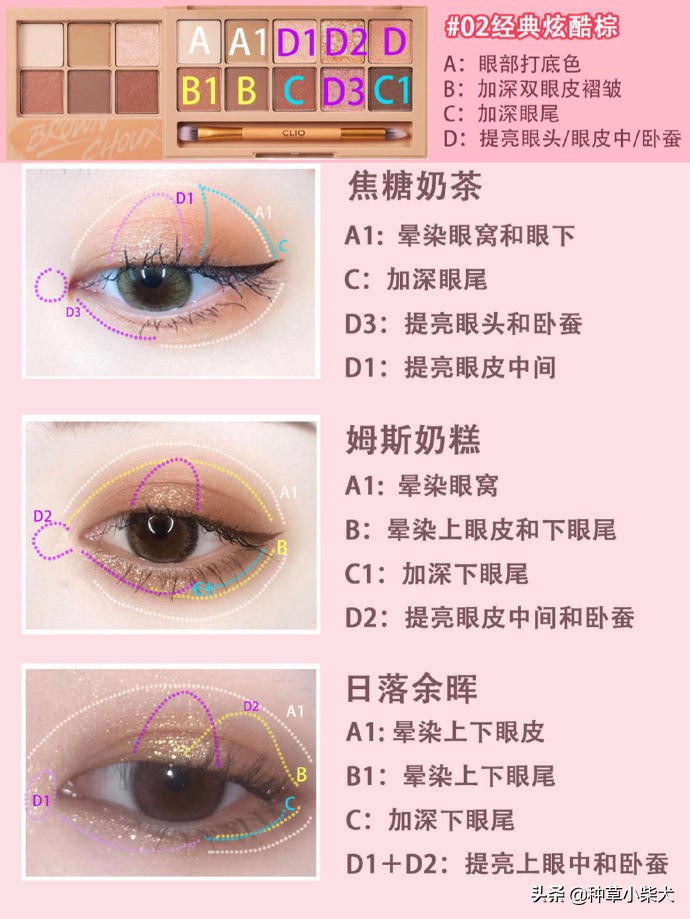 clio眼影盘教程,clio眼影梦幻烟灰紫