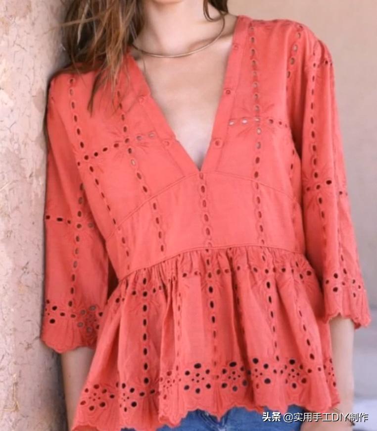 时尚原创设计蕾丝上衣,设计师款棉麻蕾丝上衣夏